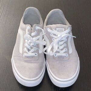 Vans Gray Low-Top Canvas Sneakers with White Stripe